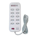 Extensão 10 Tomadas + 4 USB + 2 Tipo C - 2M
