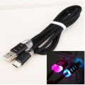 Cabo USB Tipo C Revestido em Malha com LED - Cores Sortidas