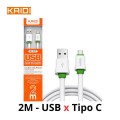 Cabo Kaidi USB para Tipo C - 2 Metros