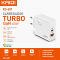 Carregador Turbo 65W USB-C - GaN - Kaidi