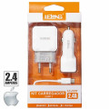 Kit Carregador Tomada e Carro para iPhone - Lelong - 2.4A
