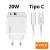 Carregador Turbo 20w USB+Tipo C com cabo Tipo C - Kaidi