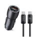 Carregador Veicular Turbo 60w USB + Tipo C - Cabo Tipo C