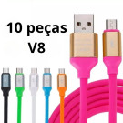 10x Cabos Micro-USB (V8) - Emborrachado - Cores Sortidas