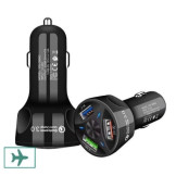 Carregador Veicular 3 Portas QC 3.0 - Cores Sortidas