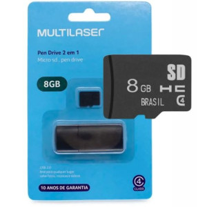Cartão de Memória 8GB 2 in 1 - Multilaser