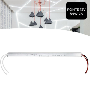 Fonte Slim Driver Para Perfil Fita De Led - 12v 7a 84w