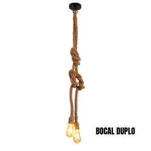 Dupla - Luminária Pendente Rustica Corda