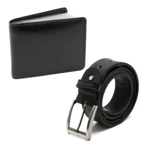 Kit Cinto + Carteira Masculina de Couro - Sortidos