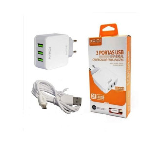Carregador 3x USB - V8 3.1A - Kaidi