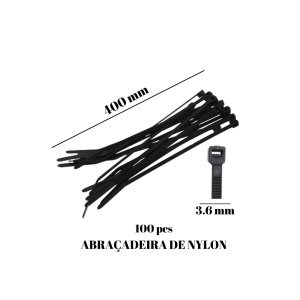 Abraçadeira Nylon 400mm X 3.6mm - 100 unidades