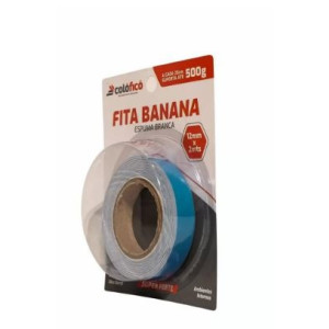 Fita Banana Dupla Face c/ Espuma 12mm X 2mts