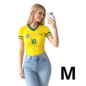 Camiseta Feminina do Brasil 3 - Tamanho M - Copa