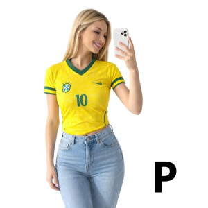 Camiseta Feminina do Brasil 3 - Tamanho P - Copa