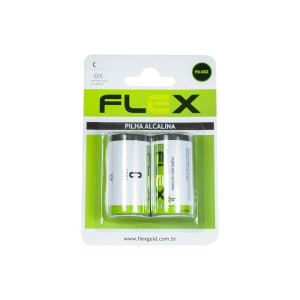 Pilha Alcalina Tamanho C - Flexgold - 2 unidades C LR14