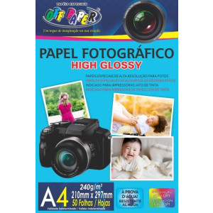 Papel Fotográfico A4 High Glossy Branco - 50 Folhas