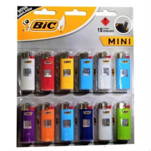 Mini Isqueiro Bic - Cartela 12 unids