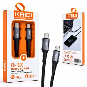 Cabo de dados Kaidi 60w - Tipo C x Tipo C