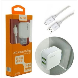 Carregador 2x USB-V8 - 2.4A - Kaidi 