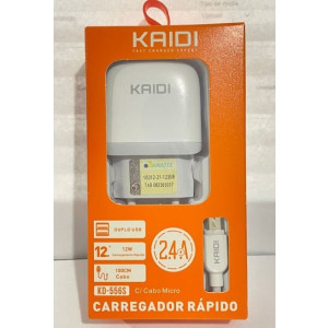 Carregador 2 USB V8 2.4A Kaidi - KD-556S