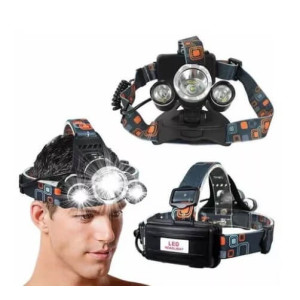 Lanterna de Cabeça Recarregável - 3 Led's - Cores Sortidas