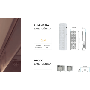 Luminária de Emergência 30 LEDs 2W