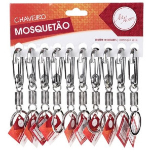 Kit 10 Mini Chaveiros Mosquetão com Mola 
