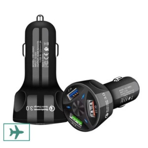 Carregador Veicular 3 Portas QC 3.0 - Cores Sortidas